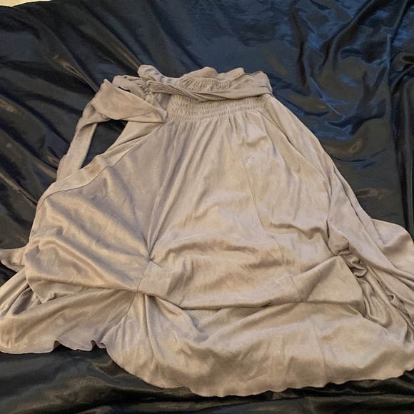 Korean 2010s Gray Faux Suede Cocktail Dress - Picture 2 of 2